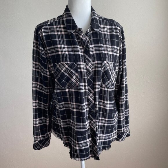 Rails Tops - Rails Black & Peach Plaid Shirt Size Large,